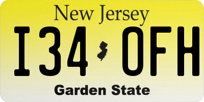 NJ license plate I34OFH
