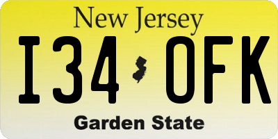 NJ license plate I34OFK
