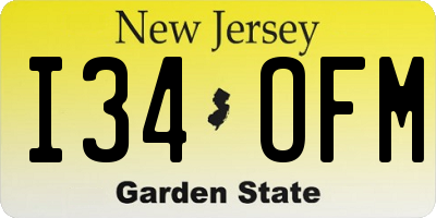 NJ license plate I34OFM
