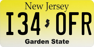 NJ license plate I34OFR