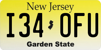 NJ license plate I34OFU