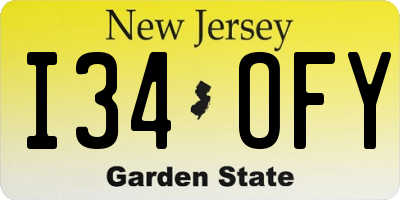 NJ license plate I34OFY