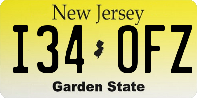 NJ license plate I34OFZ