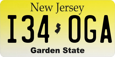 NJ license plate I34OGA