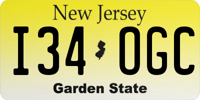 NJ license plate I34OGC