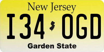 NJ license plate I34OGD