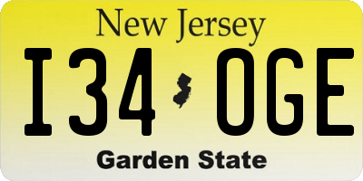 NJ license plate I34OGE