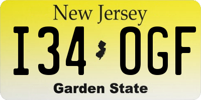 NJ license plate I34OGF