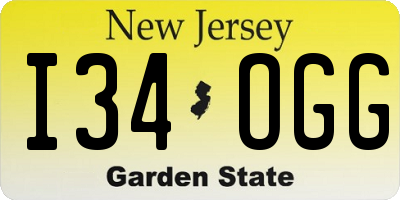 NJ license plate I34OGG