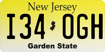 NJ license plate I34OGH