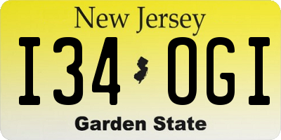 NJ license plate I34OGI
