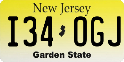 NJ license plate I34OGJ