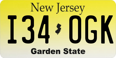 NJ license plate I34OGK