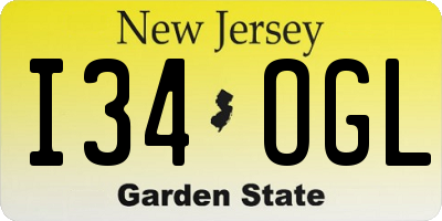 NJ license plate I34OGL