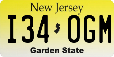 NJ license plate I34OGM