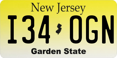NJ license plate I34OGN