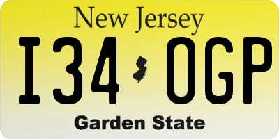NJ license plate I34OGP
