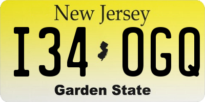 NJ license plate I34OGQ