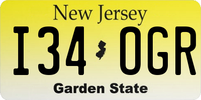 NJ license plate I34OGR