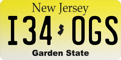 NJ license plate I34OGS