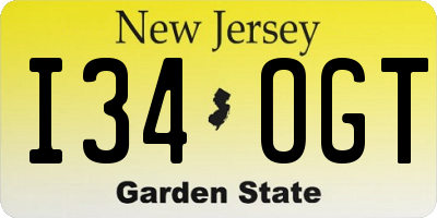 NJ license plate I34OGT