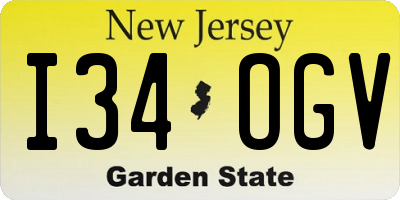 NJ license plate I34OGV