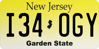 NJ license plate I34OGY