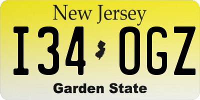 NJ license plate I34OGZ