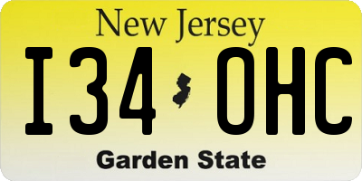 NJ license plate I34OHC
