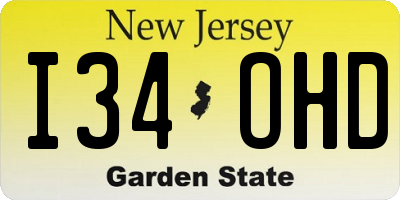 NJ license plate I34OHD