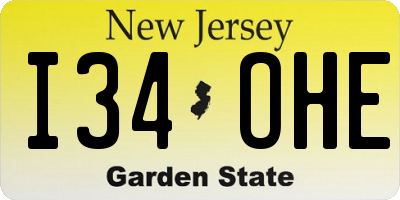 NJ license plate I34OHE