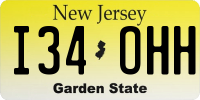 NJ license plate I34OHH