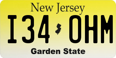 NJ license plate I34OHM