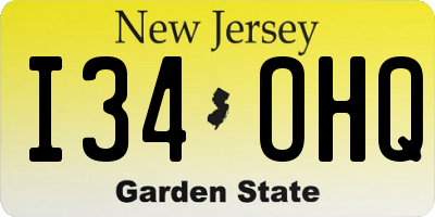 NJ license plate I34OHQ