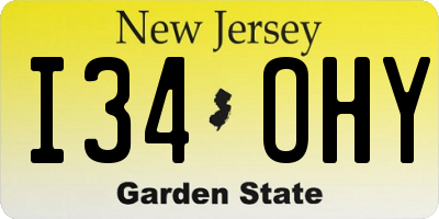 NJ license plate I34OHY