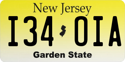NJ license plate I34OIA
