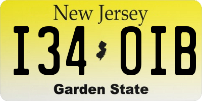 NJ license plate I34OIB