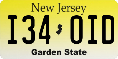NJ license plate I34OID