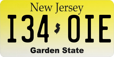 NJ license plate I34OIE