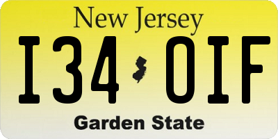 NJ license plate I34OIF