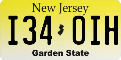 NJ license plate I34OIH