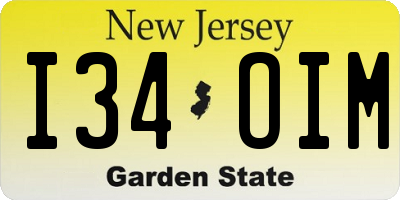 NJ license plate I34OIM