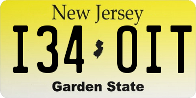 NJ license plate I34OIT
