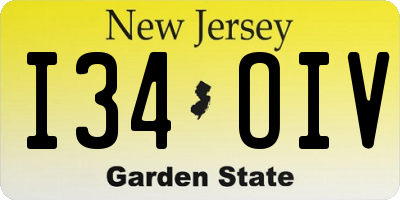NJ license plate I34OIV