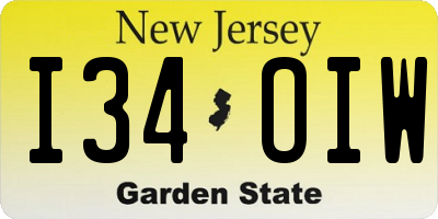 NJ license plate I34OIW