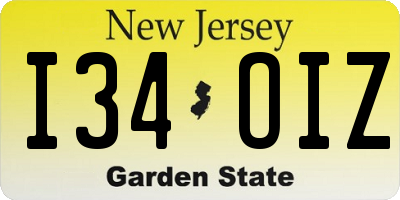 NJ license plate I34OIZ
