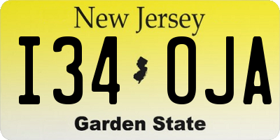 NJ license plate I34OJA