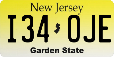 NJ license plate I34OJE