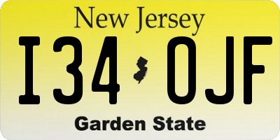 NJ license plate I34OJF