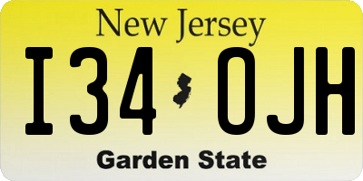 NJ license plate I34OJH